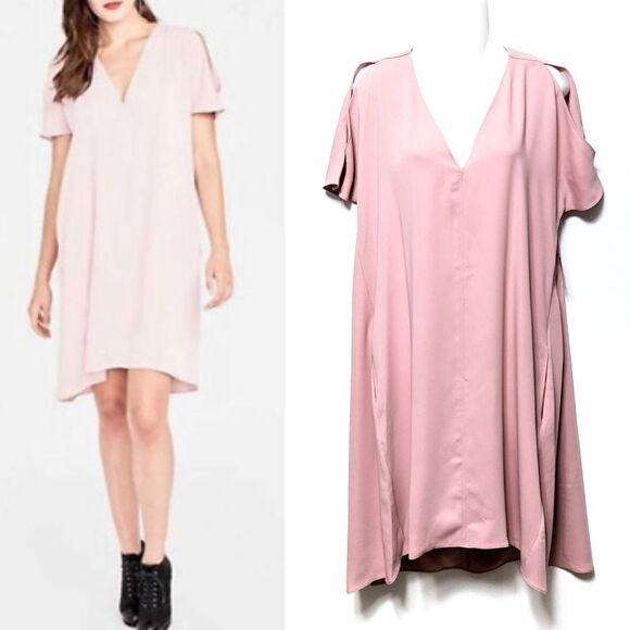 NWT RACHEL ROY Pink Cold Shoulder Pocket Dress M - Picture 1 of 9